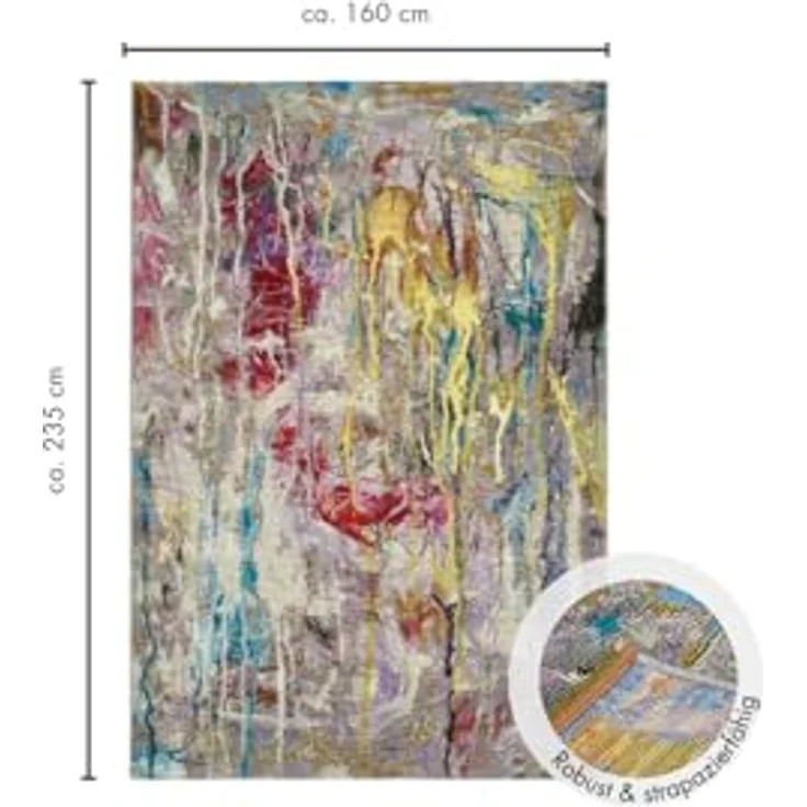 XXXL Flachwebeteppich Platana, Mehrfarbig, rechteckig 160x235 cm, Oeko-Tex®, wasserabweisend, schmutzabweisend, UV-beständig, für Fußbodenheizung geeignet – Bild 2