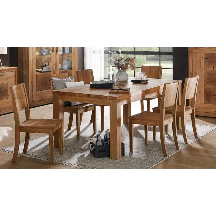 Esstisch 2 GAJA Tisch Wildeiche massiv natur geölt Hirnholz 180x90