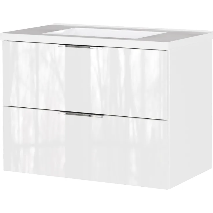 Germania Waschtisch inkl. Becken 9085-84 GW-CELANO, mit Zwei Schubladen, in Weiß, 81 x 61 x 46 cm (BxHxT)