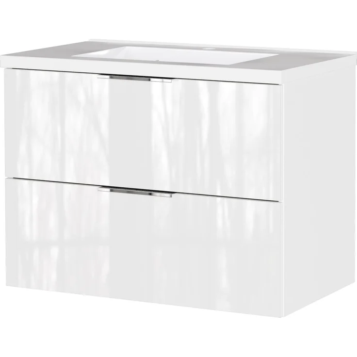 Germania Waschtisch inkl. Becken 9085-84 GW-CELANO, mit Zwei Schubladen, in Weiß, 81 x 61 x 46 cm (BxHxT)