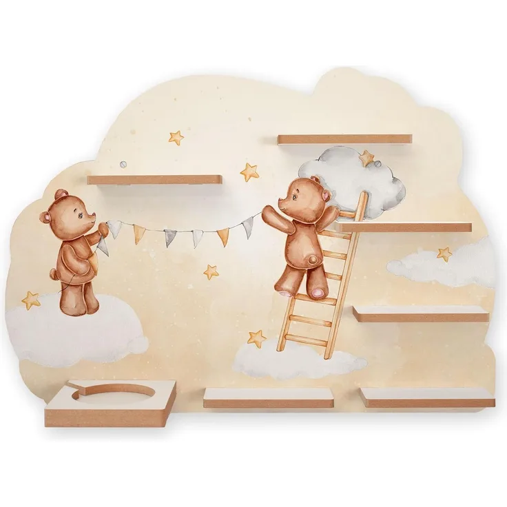 Kreative Feder Wandregal MUSIKBOX-REGAL Teddys beim Schmücken, für TONIE-BOX und TONIES inkl. 40 Metallplättchen