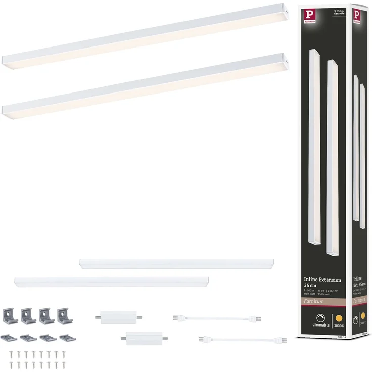 Paulmann 98614 LED Unterschrankleuchte Inline Erweiterung 2er-Set 35cm 3000K dimmbar weiß matt – Bild 6