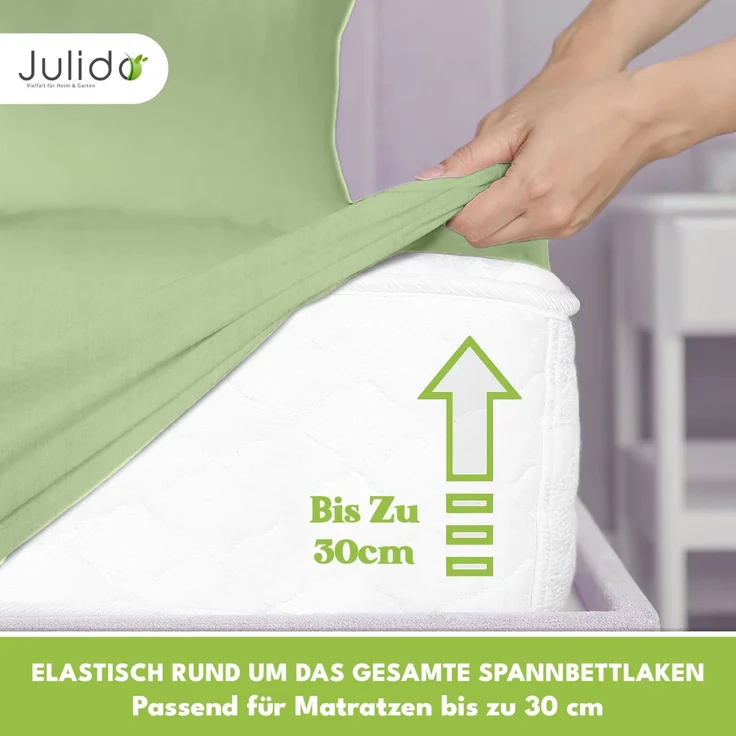 Jersey Spannbettlaken 140-160x200 100% Baumwolle weich bügelfrei komfort Grün – Bild 2