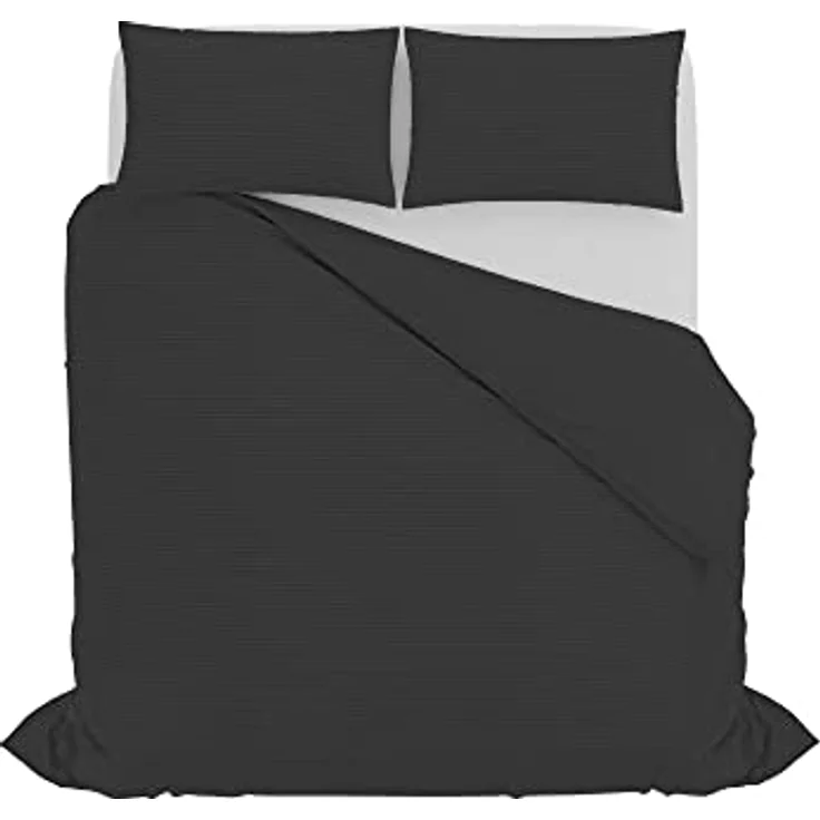 Italian Bed Linen Satin Stripes Bettbezug, Doppelte, Schwarz – Bild 5