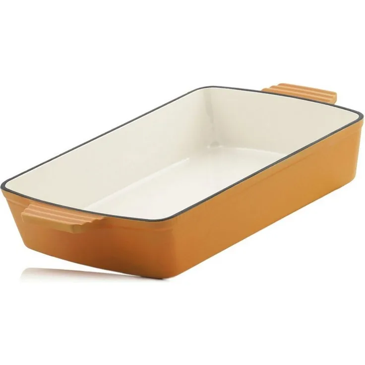 Mahlzeit Auflaufform Gusseisen Auflaufform eckig 3,8 Liter, Sunny Orange, Induktion, Gusseisen