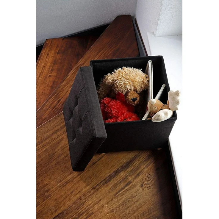 dibea Sitzhocker Klapphocker Sitzbank Aufbewahrungsbox 38 x 38 x 38 cm, braun – Bild 3