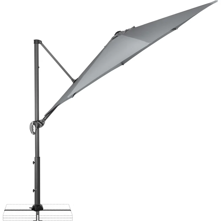 Derby by Doppler Sonnenschirm / Ampelschirm "Ravenna Smart 300", inkl. Standkreuz, grau, Ø 300 cm – Bild 5