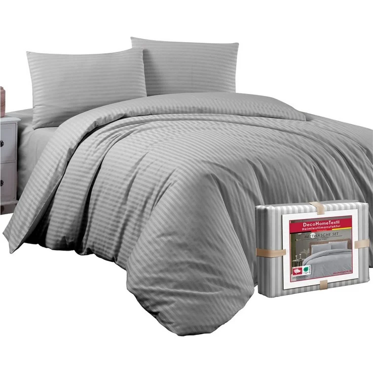 DecoHomeTextil Heimtextilmanufaktur Bettwäsche Set Bettgarnitur mit Reißverschluss Polycotton Streifen – Bild 5
