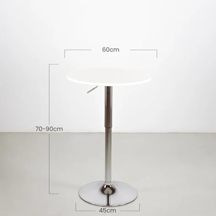 Brigros WeHome - Bartisch, hoher Couchtisch, höhenverstellbarer Couchtisch, quadratischer oder runder Tisch, Küchentisch erhältlich (Weiß, rund) – Bild 4