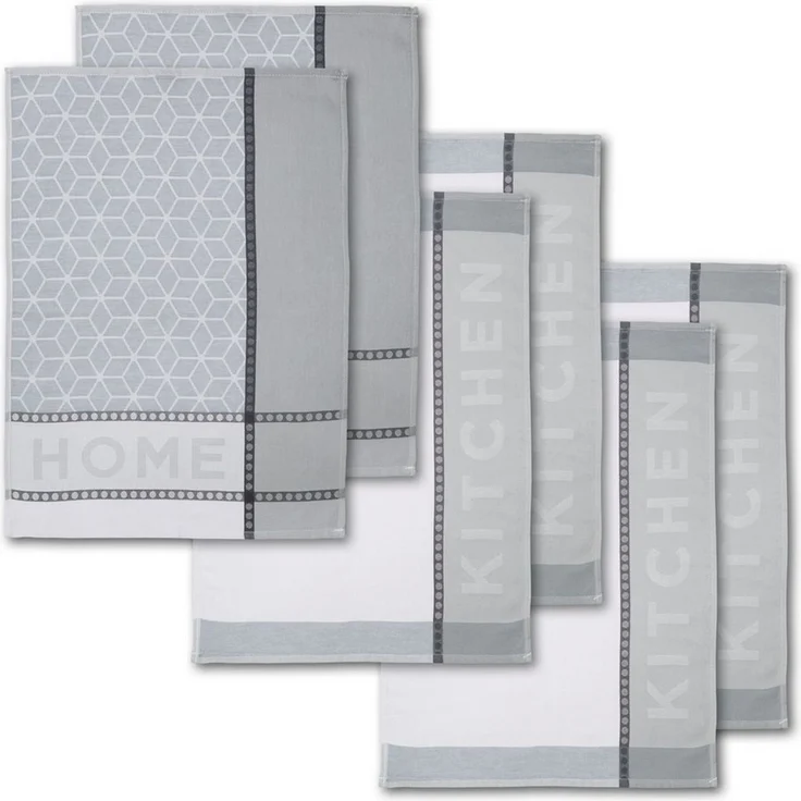 Dyckhoff Geschirrtuch HOME / KITCHEN, Maße je Tuch ca. 50x70 cm, (Set, 6-tlg), mit zwei verschiedenen Motiven – Bild 1