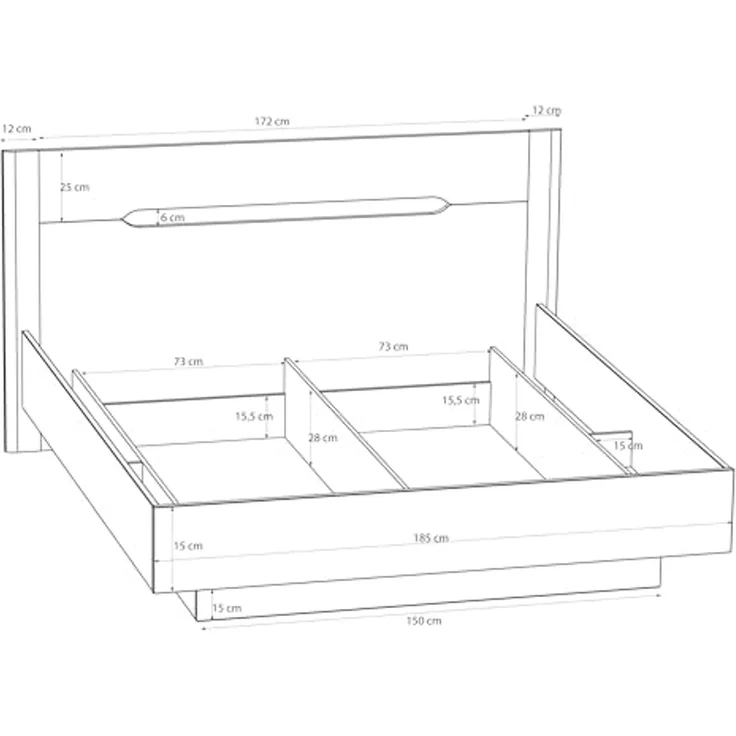 FORTE Stauraumbett, aufklappbarer Lattenrost, Stauraum – Bild 2