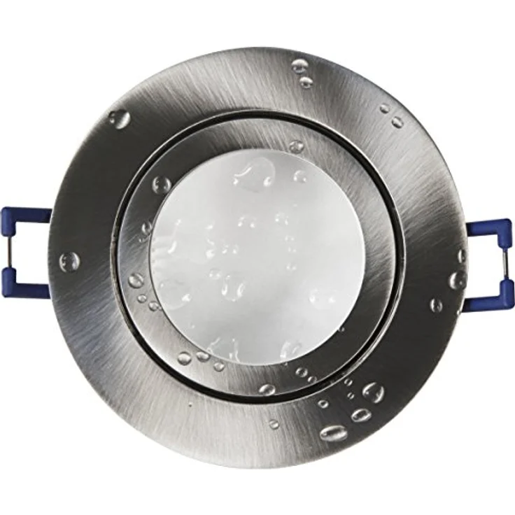 McShine Einbaurahmen DL-54, Rund IP44, Clip-Verschluss, für GU10 und MR16 LED/Halogen, Edelstahl gebürstet, feuchtraumgeeignet für Badezimmer, Küche, Außenbereich – Bild 2