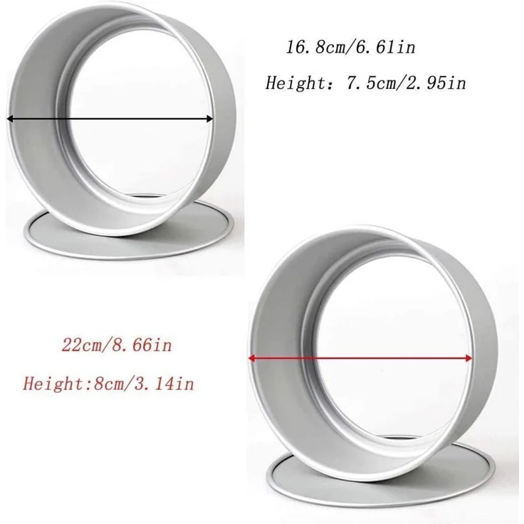 Mirrwin Tortenform Backform Set Aluminium Antihaft 6 Zoll 8 Zoll Silber – Bild 2
