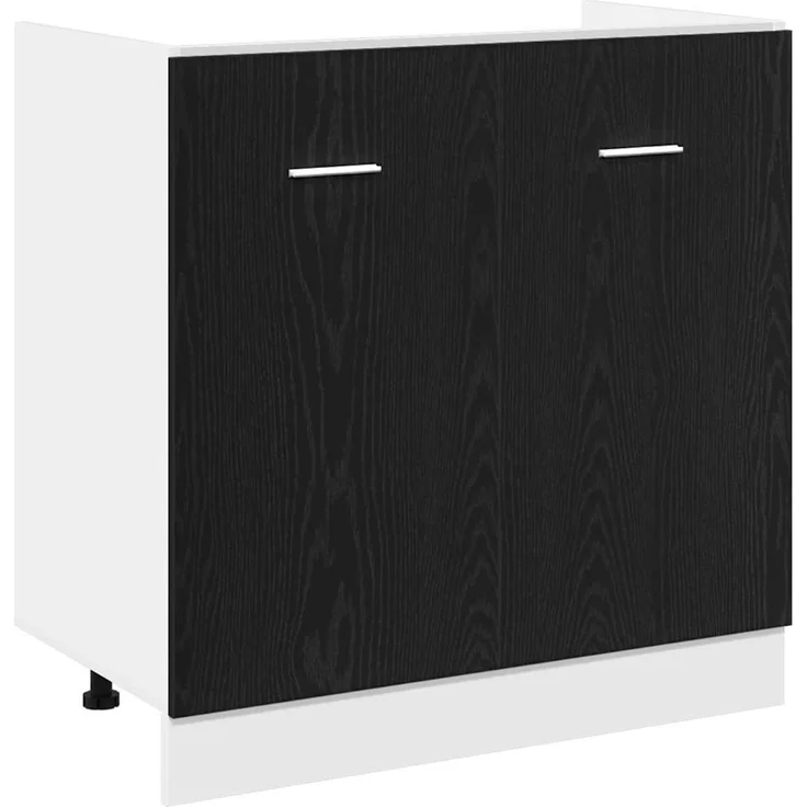 vidaXL Unterschrank für Spüle Schwarz Eiche 80x46x81,5 cm Holzwerkstoff 863227 – Bild 2