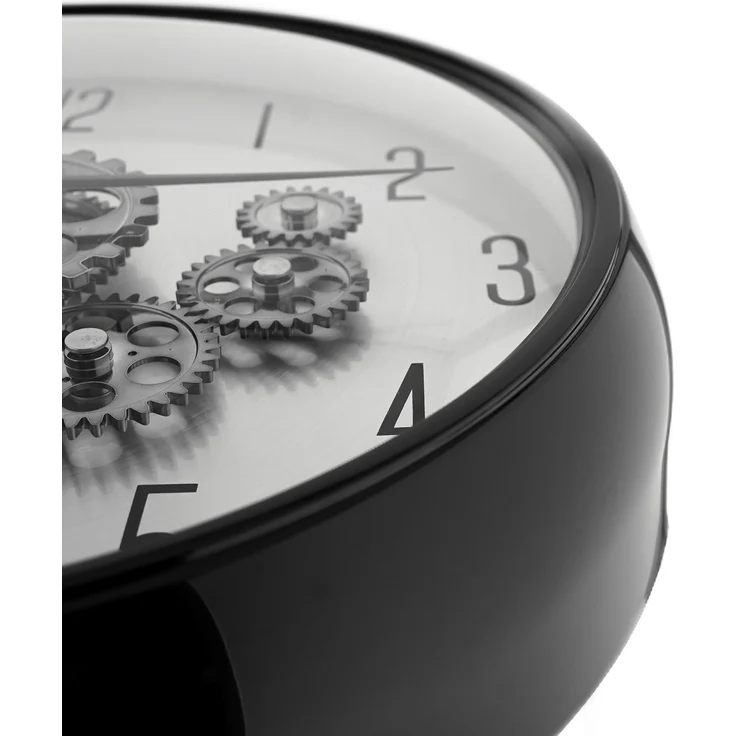 Wanduhr mit Zahnrädern - ø35 x 9 cm, Analog im Industrial-Look Schwarz – Bild 3