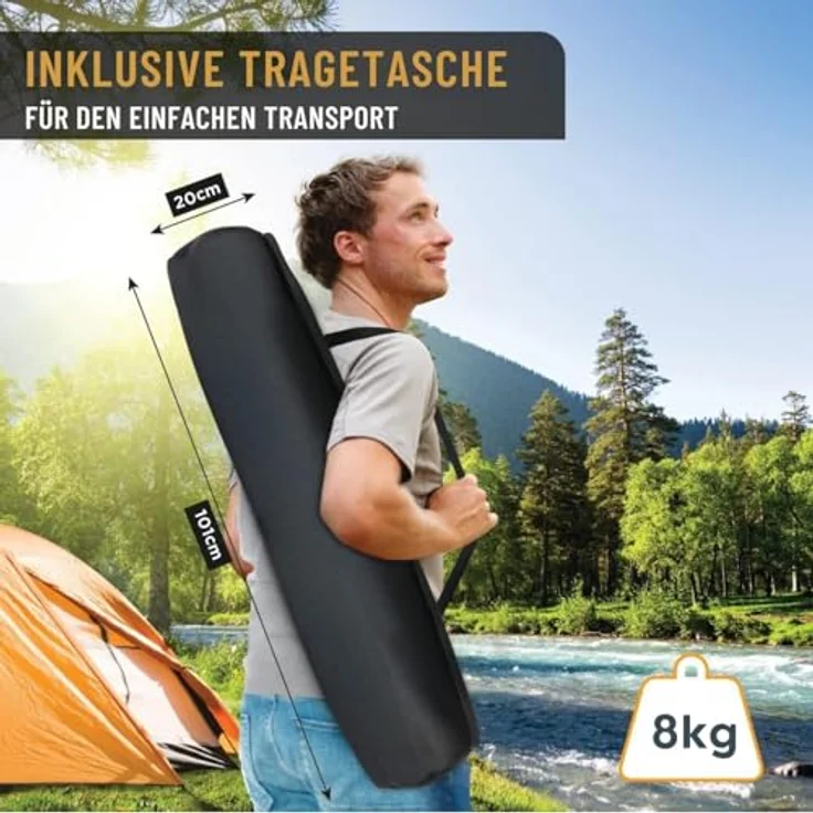 Kronenburg Faltbett XXL - Campingbett klappbar 210 x 82 x 45cm Belastbarkeit bis 200 kg - Stahlrohr verstärkt - in Schwarz – Bild 6
