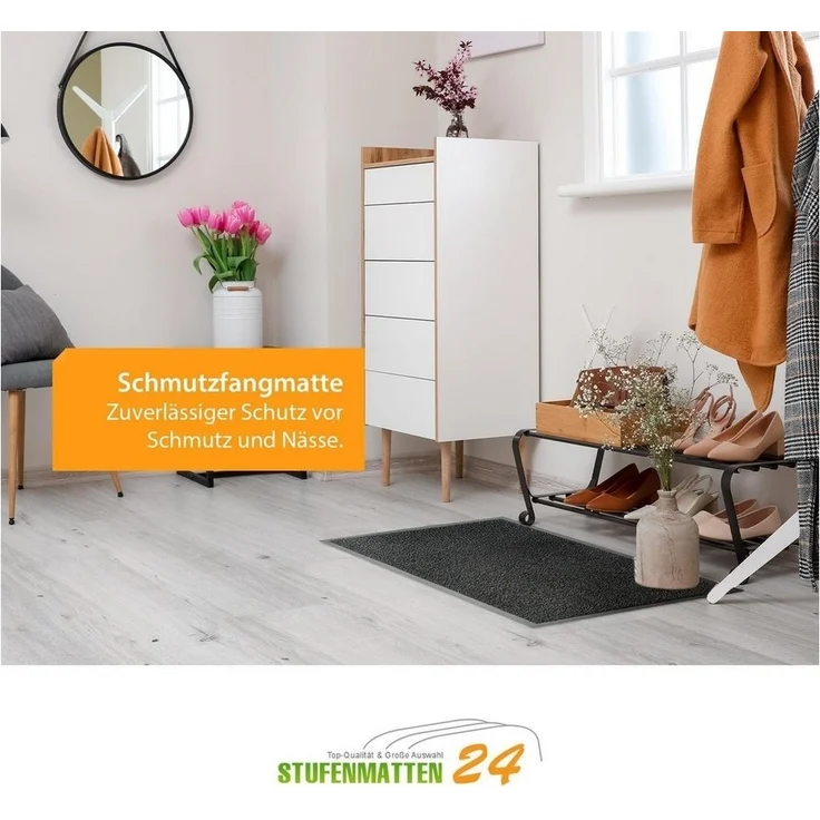 Metzker® Fußmatte Sauberlaufmatte grau-schwarz meliert 60 x 90 cm, rechteckig, Höhe: 7 mm, 60x90cm - grau-schwarz meliert – Bild 2