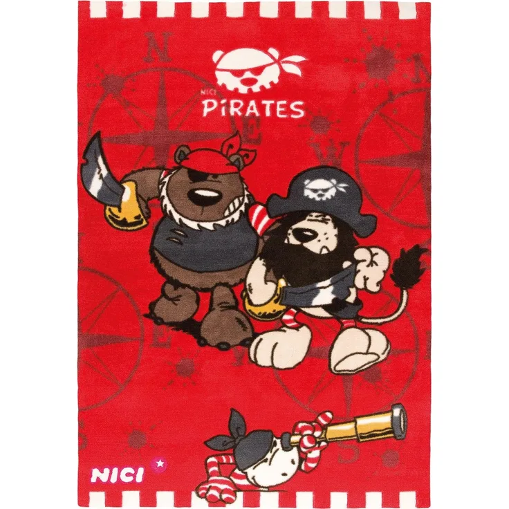 Kinderteppich- Nici Piraten Teppich 120 x 180 cm in Rot