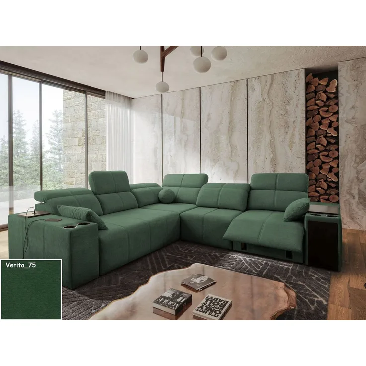 Möbel für Dich Ecksofa MINDY 3 Relax mit ausfahrbarer Fußstütze, mit Sitztiefenverstellung, USB, Minibar, Schlaffunktion, Bettkasten