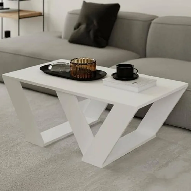 Dmora Couchtisch Jed 110x60x40 cm Weiß Rechteckig