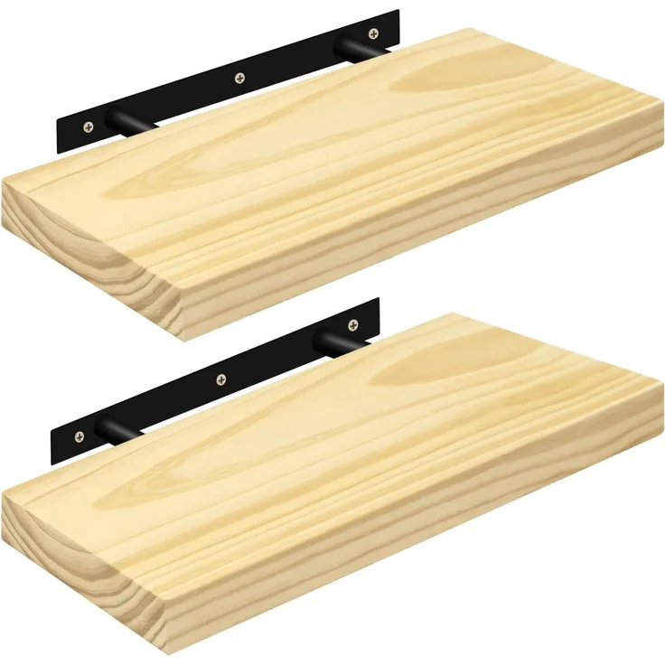 eSituro 2er Set Wandregal Regal Wand, Hängeregal, Schweberegal Massive Holz, Regalbrett 40 x 19 x 3,5 cm, für Küche Wohnzimmer Schlafzimmer, Wandboard mit unsichtbarer Halterung, Holzoptik