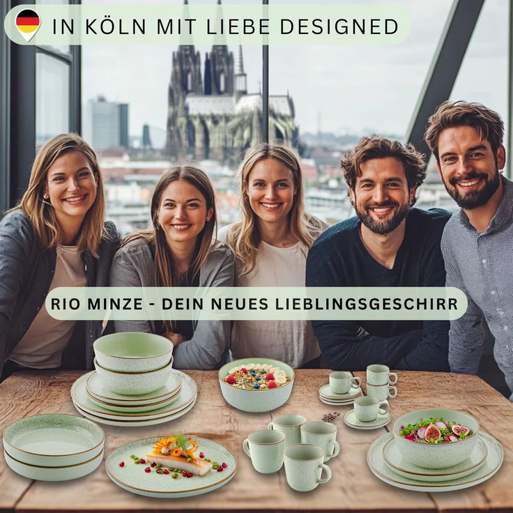 SÄNGER Pastaschalen Set Rio Minze - 6 teilig aus Steingut – Bild 6