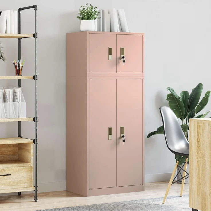 vidaXL Aufbewahrungsschrank 2 stk. Rosa 60 x 40 x 145 cm Stahl 3438694 – Bild 4