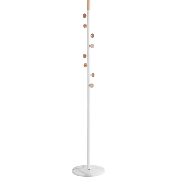 HAKU Möbel Garderobenständer Natur, weiß, Marmor, Massivholz, Metall - Maße: H 178 cm x Ø 35 cm, Style: Modern – Bild 2