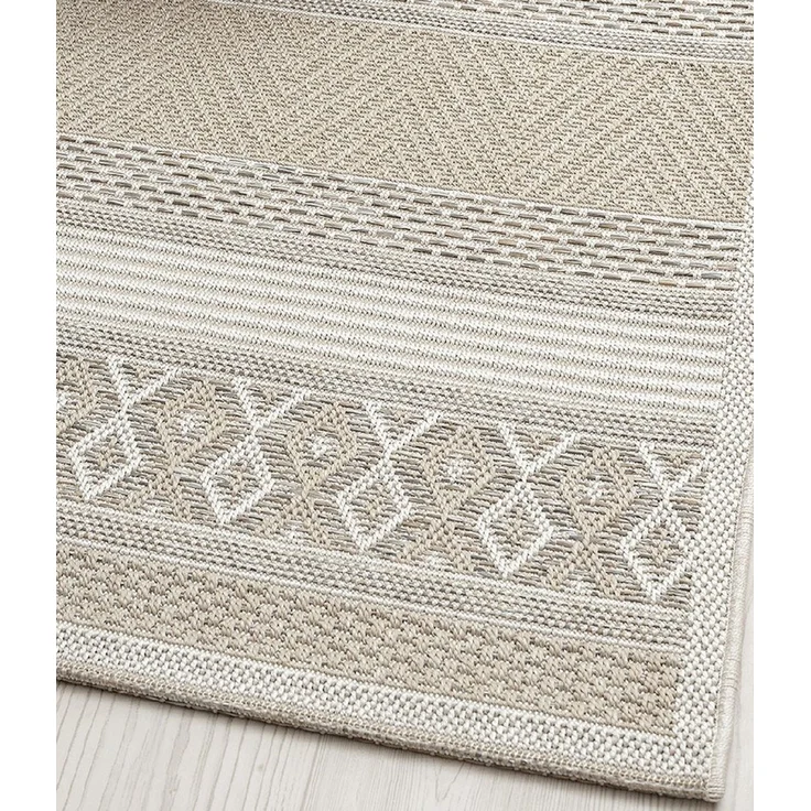 the carpet Calgary - robuster Teppich, Flachgewebe, modernes Design, ideal für Küche und Esszimmer, Vintage-Optik, Boho-Style, besonders flach, auch für den Außenbereich, Beige, 160x220 cm – Bild 3