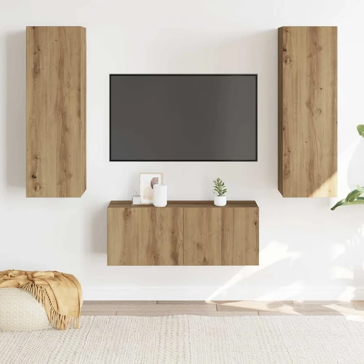 vidaXL TV-Wandschränke 3 Stk. Artisan-Eiche Holzwerkstoff 3328964 – Bild 2
