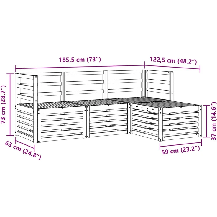 vidaXL Outdoor-Sofagarnitur 4 stk. 4-Sitzer Natur Massivholz Akazie 3374589 – Bild 8