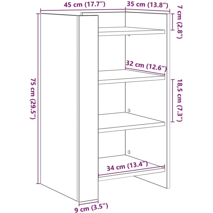 vidaXL Sideboard Grau Sonoma 45x35x75 cm Holzwerkstoff 848386 – Bild 9