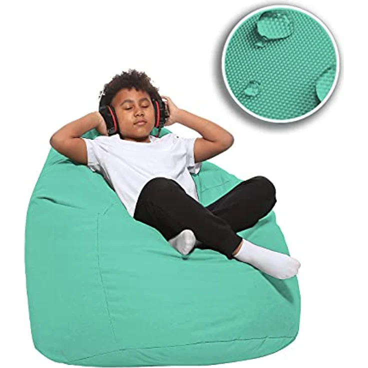 HomeIdeal - Sitzsack XXL Bodenkissen für Erwachsene & Kinder - Geeignet für Gaming oder Entspannen - Indoor wie Outdoor da er Wasserfest ist - mit EPS Perlen, Farbe:Pacificblau, Größe:XXXL – Bild 7
