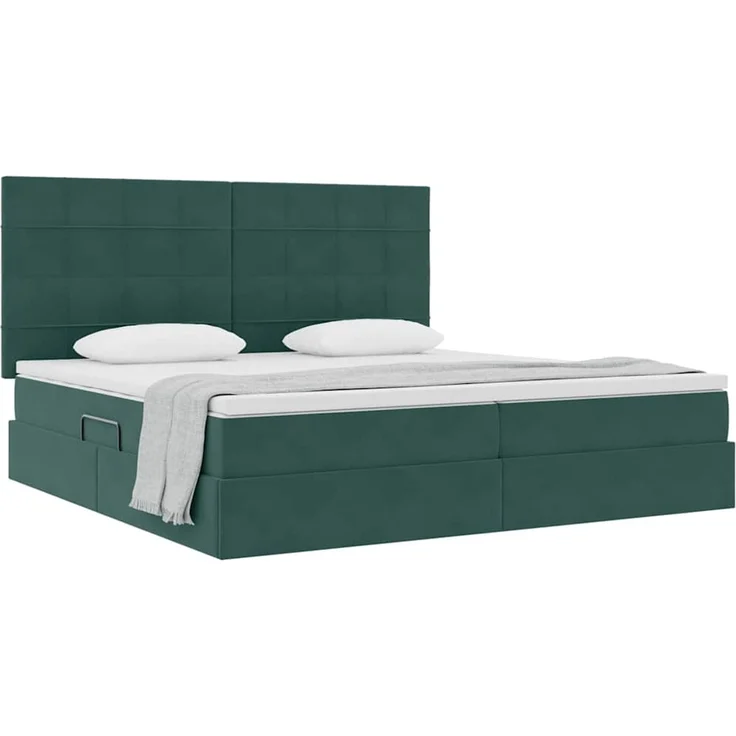 vidaXL Aufbewahrungsbett mit Matratze Dunkelgrün 200 x 200 cm Samt 3372054 – Bild 3