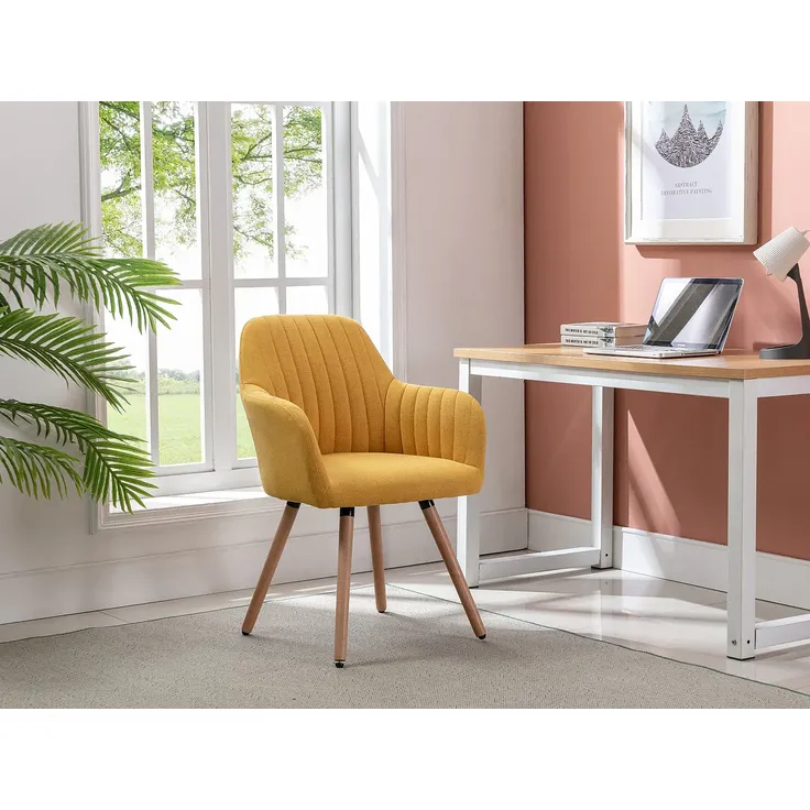 Vente-unique - ELEANA Stuhl Stoff Gelb - B 58 cm x H 85 cm x L 56 cm