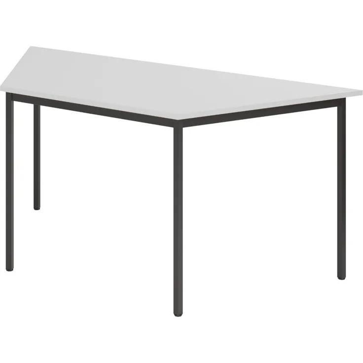 bümö Trapez-Tisch, Multifunktionstisch 160 x 69 cm in Grau/Schwarz - Besprechungstisch, Konferenztisch, Meetingtisch, Mehrzwecktisch, Pausentisch für Besprechungsraum, Meetingraum, VT16-5-D
