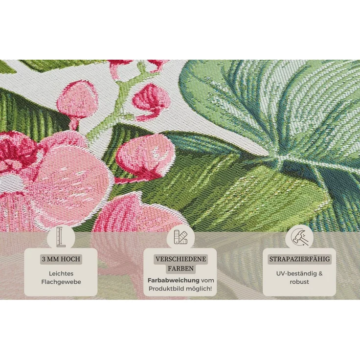 Hanse Home Tropical In- & Outdoor Teppich – Flachgewebe Aussenteppich, Jungel Florales Palmen Design, ÖKO-TEX Wetterfest & UV-beständig für Balkon, Terrasse, Garten, Wohnzimmer - Bunt, 80x165 cm – Bild 2
