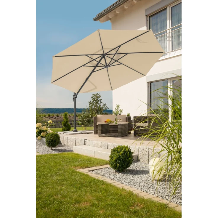 Ampelschirm Rhodos Grande 400/8 rund, Ø ca. 400 cm natur – Bild 3
