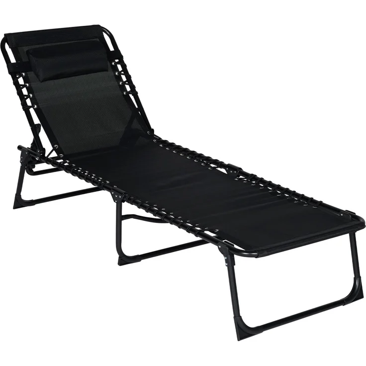 Brixy Sonnenliege - Faltbar - Inklusive Kopfkissen - Sonnenliege - Liege - verstellbar - Garten - Wetterfest - Anthrazit – Bild 1