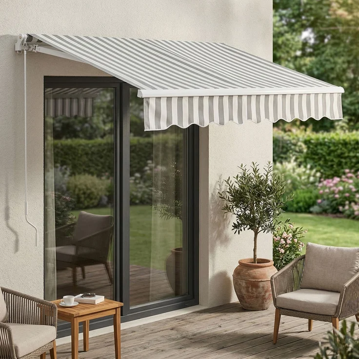 Markise Bitonto 300x250 cm Grau/Weiß [en. casa] – Bild 1