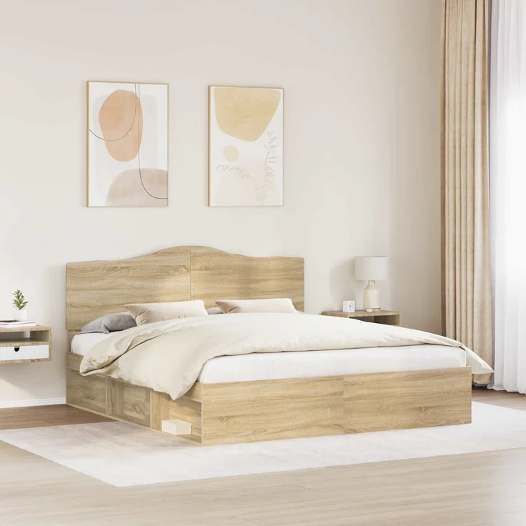 vidaXL Bettrahmen Sonoma 200 x 200 cm Massives Kiefernholz 3413265 – Bild 2