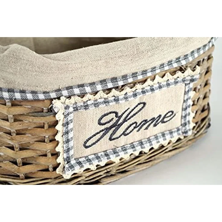Kobolo Dekokorb Korb Weide mit Textil in grey-washed L 31 cm – Bild 3