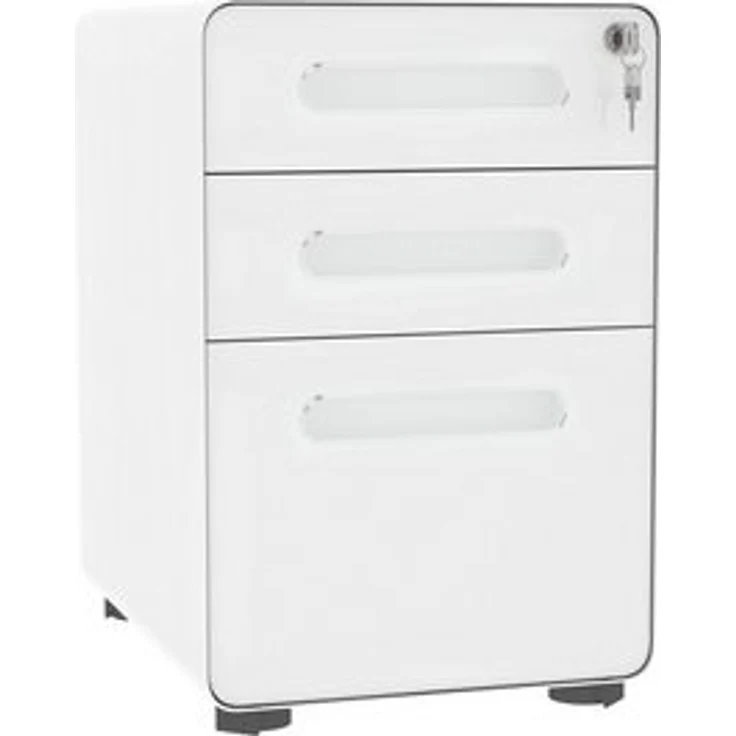 Vinsetto Rollcontainer Bürocontainer mit 3 Schubladen, (Büroschrank, 1 St, Aktenschrank), Stahl, Weiß, 39 x 48 x 59 cm – Bild 6