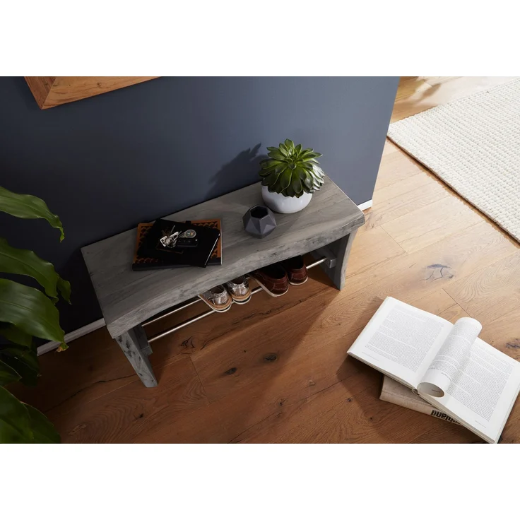 Garderobenbank Akazie 81x30x40 grau lackiert PURE ACACIA #916 – Bild 2
