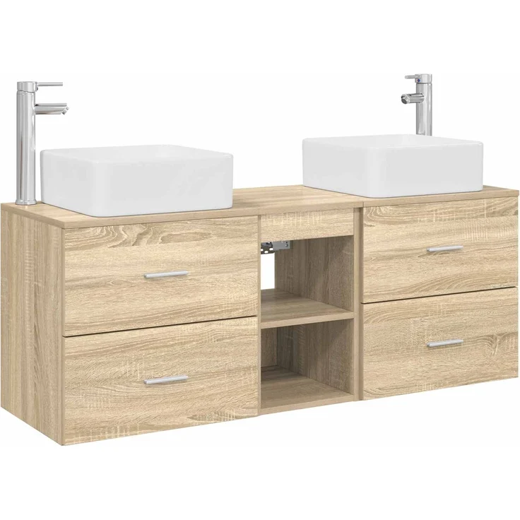 vidaXL Badezimmerschrank-Set 3 stk. Sonoma-Eiche 129 x 41 x 80 cm 3405821 – Bild 2