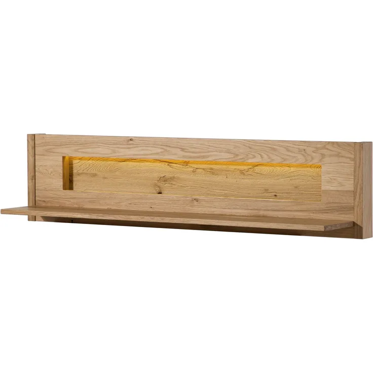 Wandregal Wildeiche inkl. LED 164x25x38 natur geölt CARDIFF #151