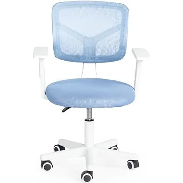 FurnitureR Kinder-Schreibtischstuhl mit Armlehnen, Höhenverstellbar 38.5–50.5cm, Atmungsaktive Netzlehne, 360° Drehbar, 5 Rollen – Ergonomischer Lernstuhl für Kinderzimmer & Schule, Blau – Bild 5