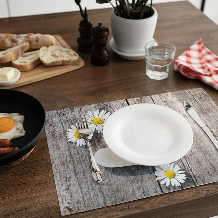 matches21 HOME & HOBBY Platzset Abwaschbare Tischsets 6er Set Landhaus-Stil Blumen & Holz-Optik, (6-St), Platzsets als Tisch-Untersetzer und Tisch-Deko für Esstisch Teller – Bild 6