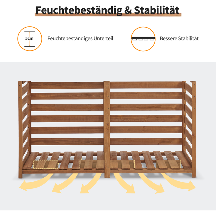 M MCombo Holzregal Außen, Kaminzubehör Kaminholzregal mit 2 Ebenen, Brennholzregal mit Wasserdichter Abdeckung 1213 – Bild 4
