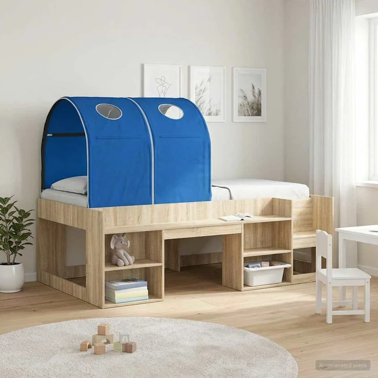 vidaXL Bettunnel 2 pcs Blau 211 x 52,5 x 2 cm Polyester 893704 – Bild 1